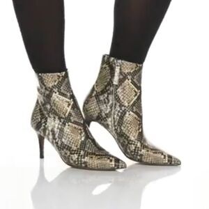 Lines Paolo Nita 2 Python Print Heeled Ankle Boots, tan gray cream, 8, NWOB